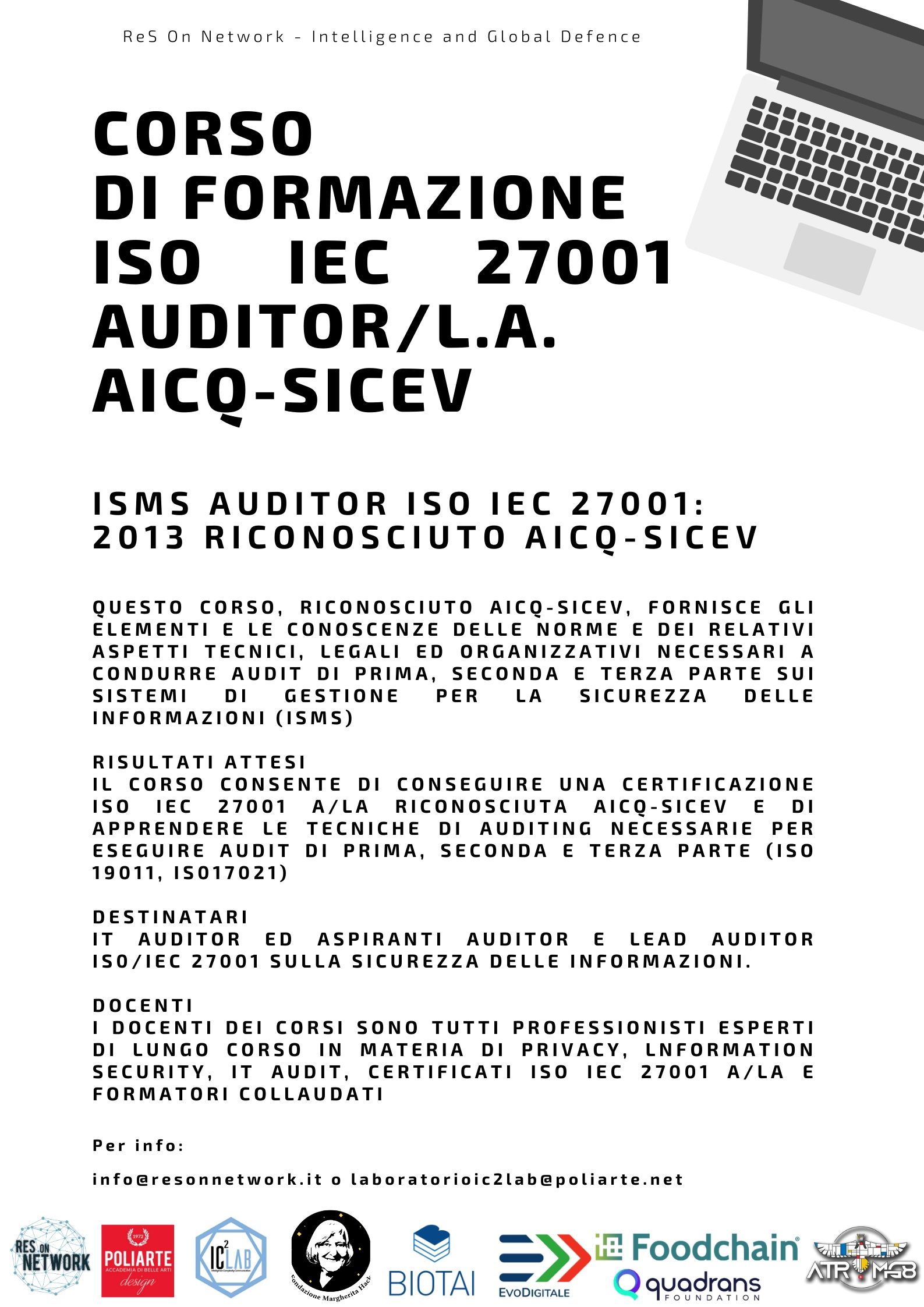 Locandina Corso Iso 27001